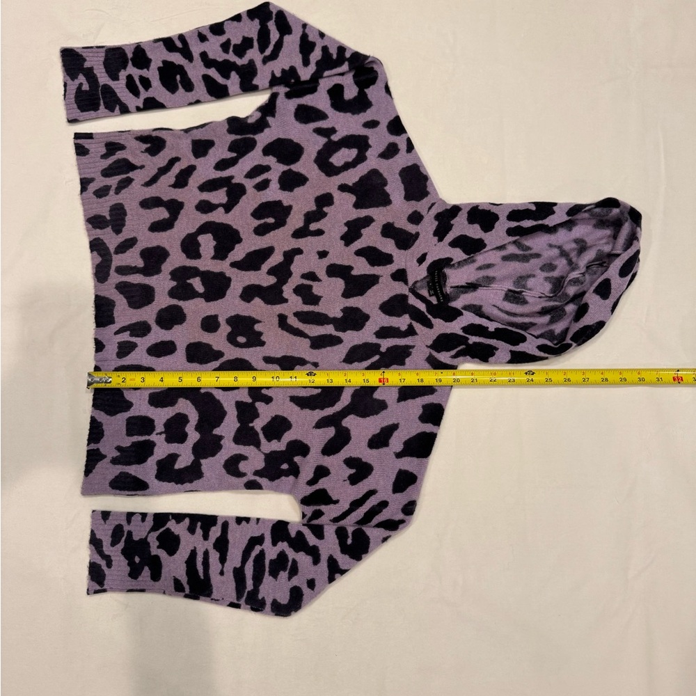 Skull Cashmere Purple and Black Leopard 100% Cashmere Skull Print Sweater - Picture 9 of 14